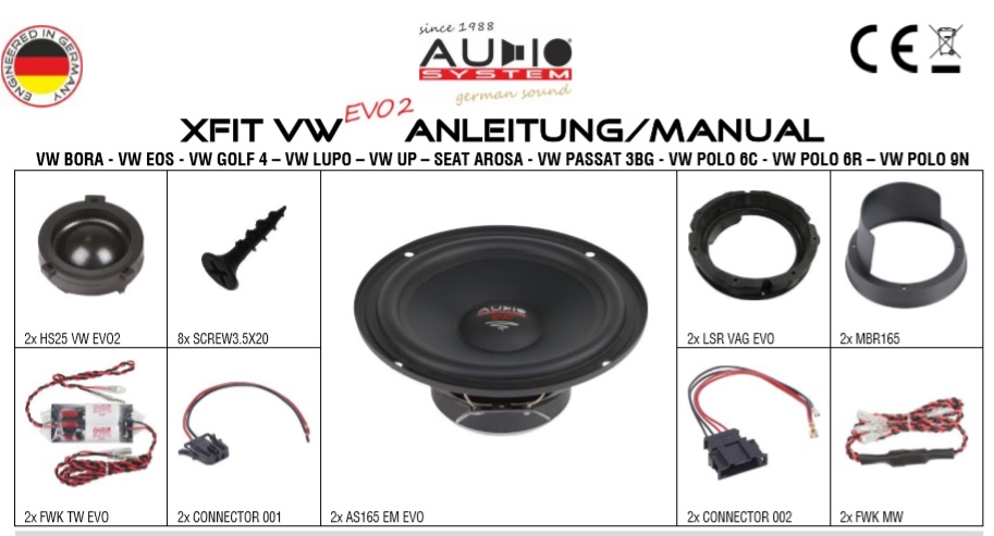 Audio System XFIT Für VW EOS – 2-Wege Lautsprechersystem 165 Mm, Plug & Play, Mit Adaptern